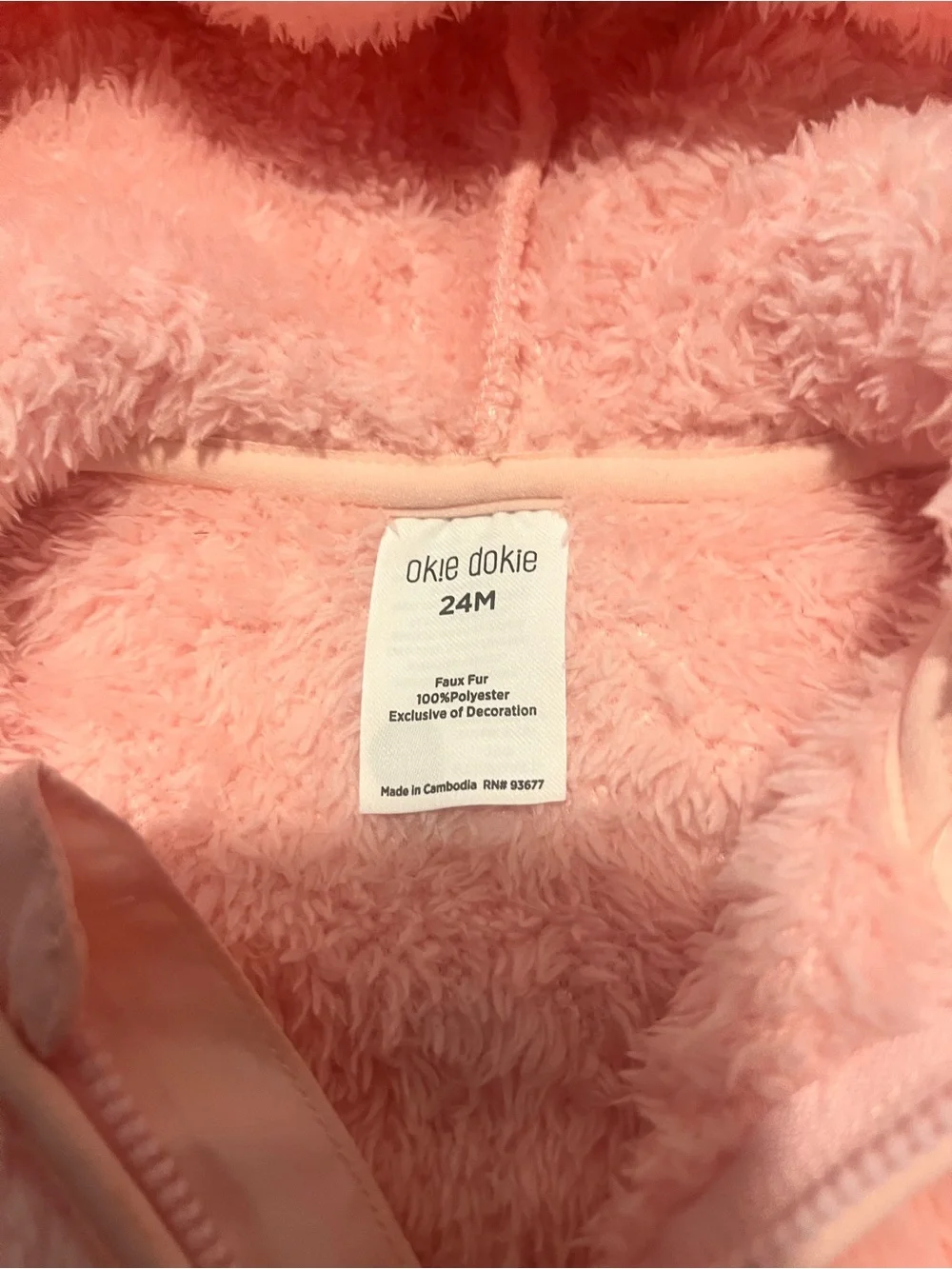 Okie dokie Cozy Pink Fuzzy Zip Hoodie SIZE 24 months